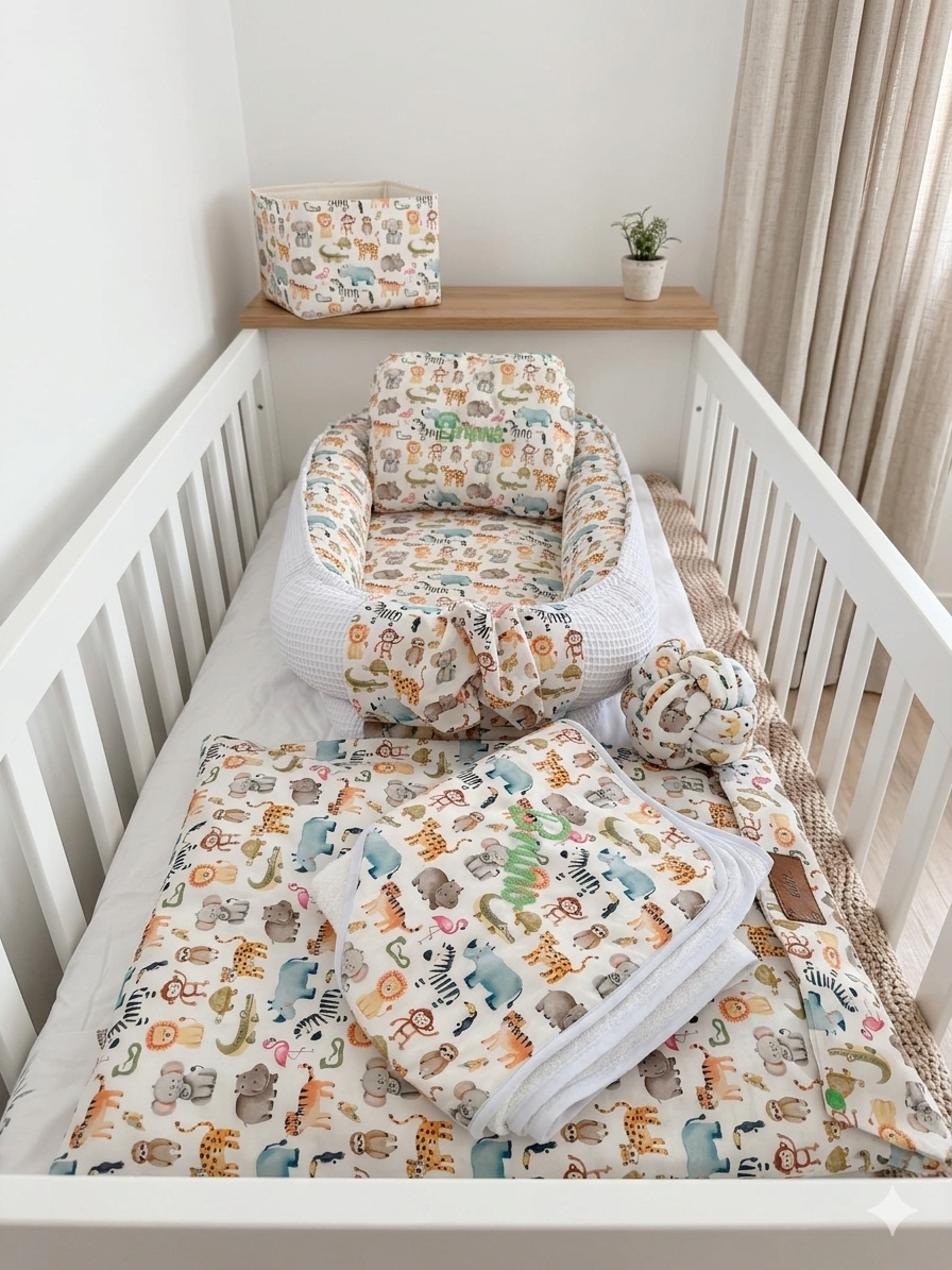 Set canastilla bebé personalizado en cuna